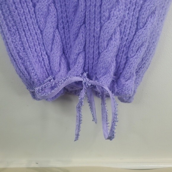 Handmade vintage knitted purple gown with ribbon tie size 0-9 - Picture 2 of 5